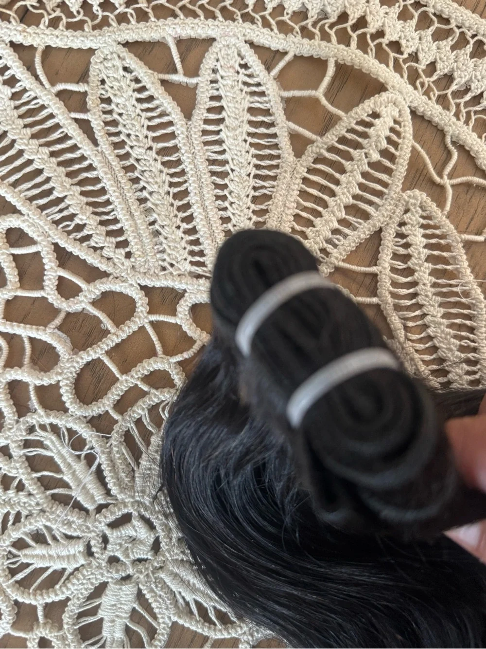 100% Human Hair Weft Extensions 16” Black Natural Wavy